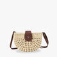 Straw Bag with Faux Leather Finishes and Shoulder Strap