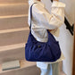 Crossbody Bag Checkered Nylon Polyester with Drawstring Front Pocket