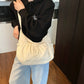 Crossbody Bag Checkered Nylon Polyester with Drawstring Front Pocket