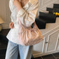 Crossbody Bag Checkered Nylon Polyester with Drawstring Front Pocket