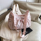 Crossbody Bag Checkered Nylon Polyester with Drawstring Front Pocket