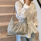 Crossbody Bag Checkered Nylon Polyester with Drawstring Front Pocket