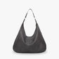 Hobo Bag Grained Faux Leather with Zip, Side Pocket and Laptop Fit