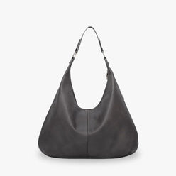 Hobo Bag Grained Faux Leather with Zip, Side Pocket and Laptop Fit