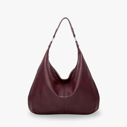 Hobo Bag Grained Faux Leather with Zip, Side Pocket and Laptop Fit
