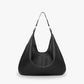 Hobo Bag Grained Faux Leather with Zip, Side Pocket and Laptop Fit