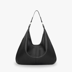 Hobo Bag Grained Faux Leather with Zip, Side Pocket and Laptop Fit