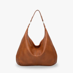 Hobo Bag Grained Faux Leather with Zip, Side Pocket and Laptop Fit