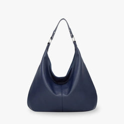 Hobo Bag Grained Faux Leather with Zip, Side Pocket and Laptop Fit