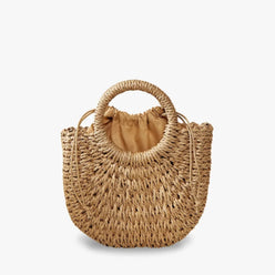 Straw Bag with Top Handles and Shoulder Strap