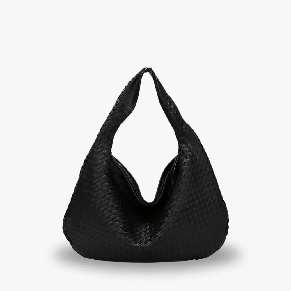 Hobo Bag Woven Faux Leather with Zip and 16-Inch Laptop Fit