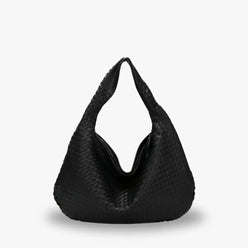 Hobo Bag Woven Faux Leather with Zip and 16-Inch Laptop Fit