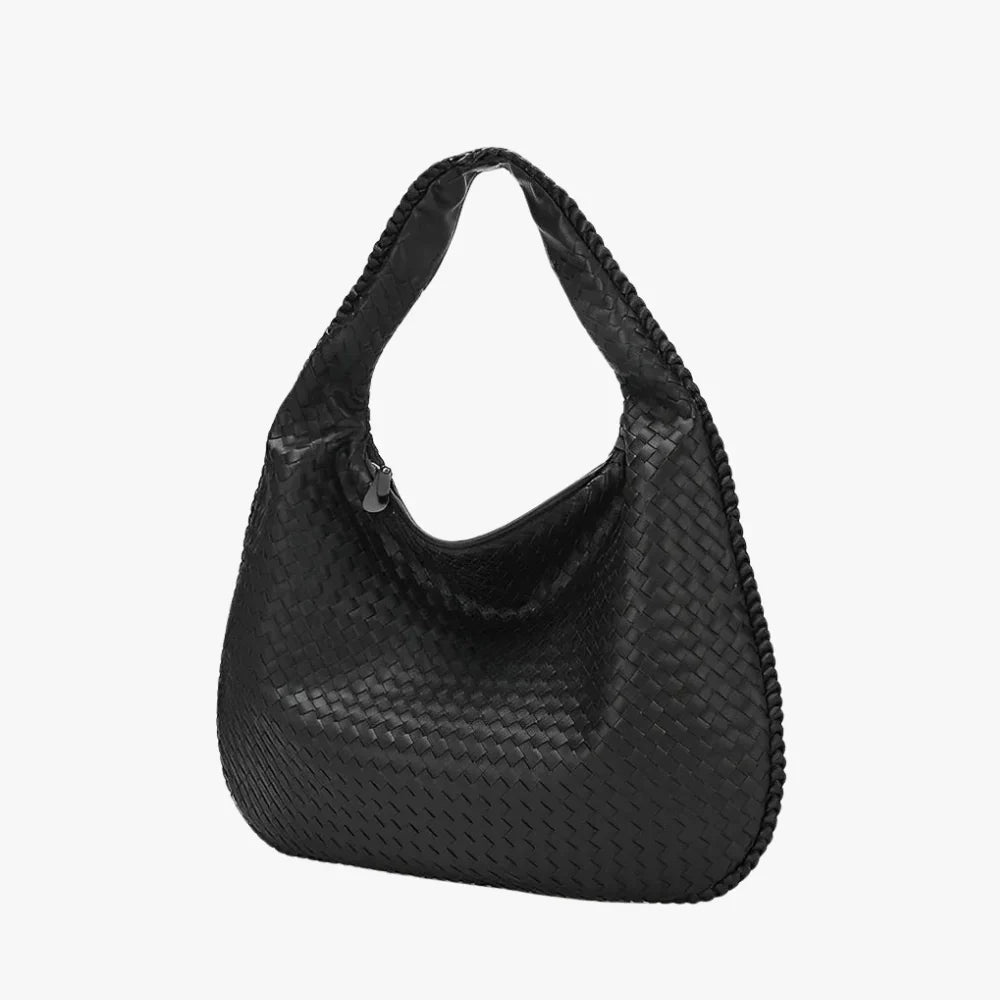 Hobo Bag Woven Faux Leather with Zip and 16-Inch Laptop Fit