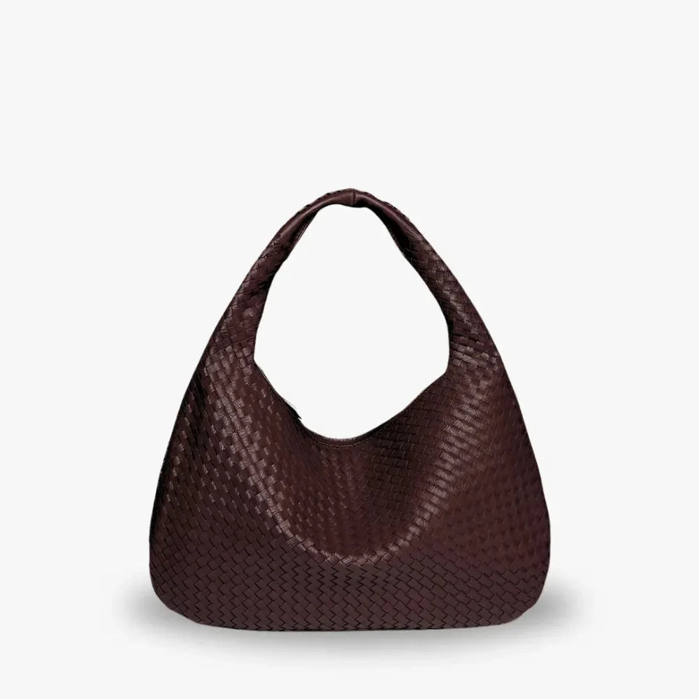 Hobo Bag Woven Faux Leather with Zip and 16-Inch Laptop Fit