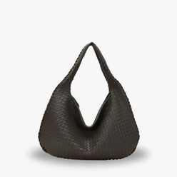 Hobo Bag Woven Faux Leather with Zip and 16-Inch Laptop Fit