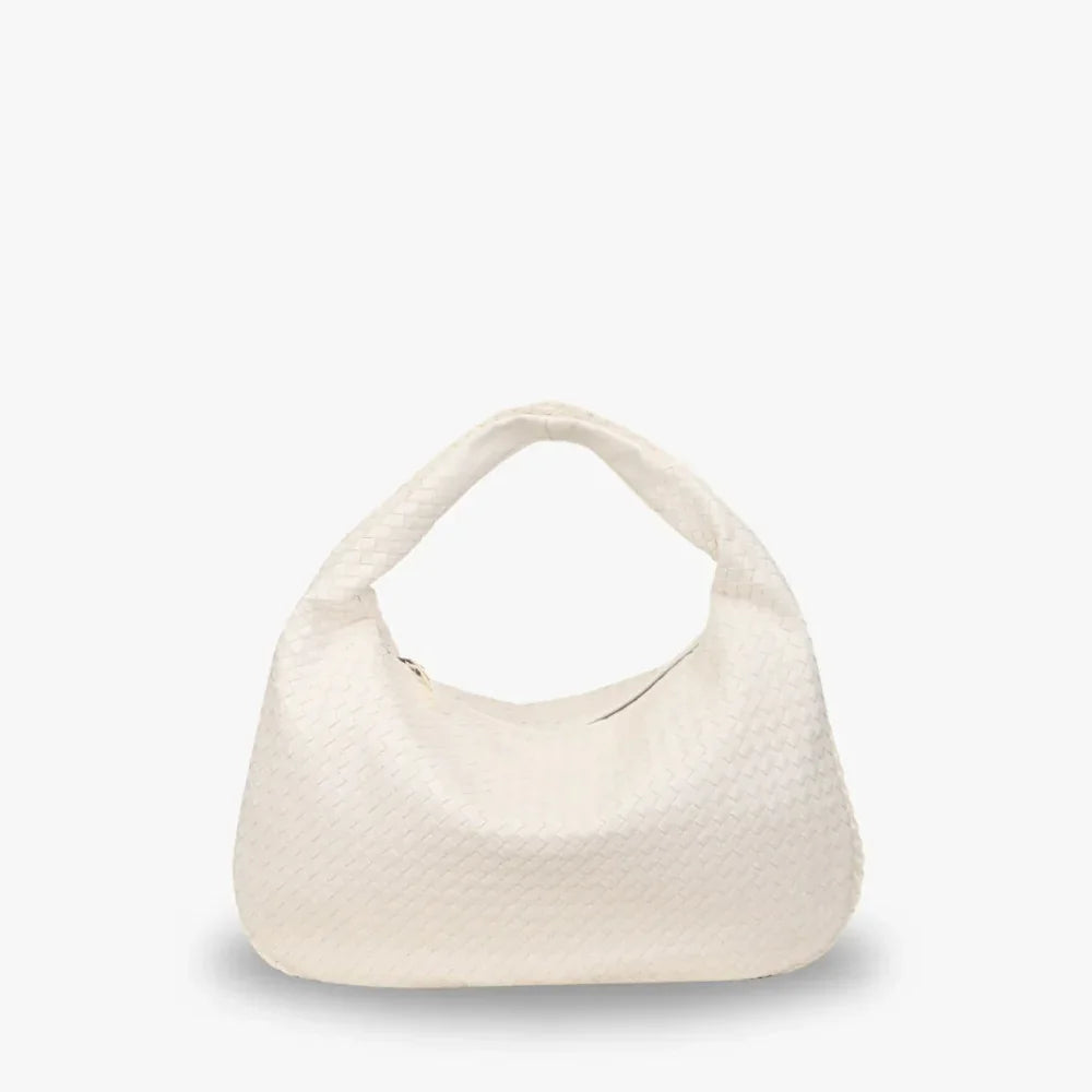Hobo Bag Woven Faux Leather with Zip and 16-Inch Laptop Fit