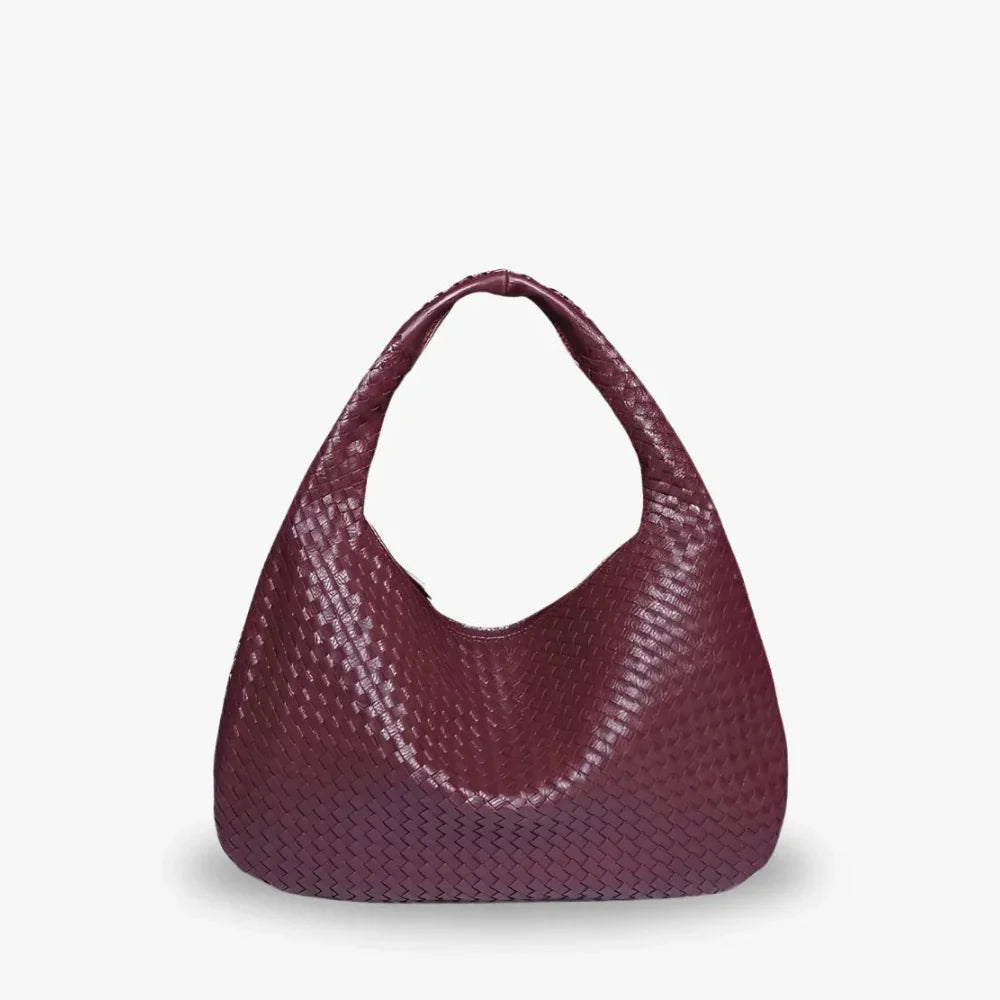 Hobo Bag Woven Faux Leather with Zip and 16-Inch Laptop Fit