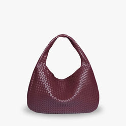 Hobo Bag Woven Faux Leather with Zip and 16-Inch Laptop Fit