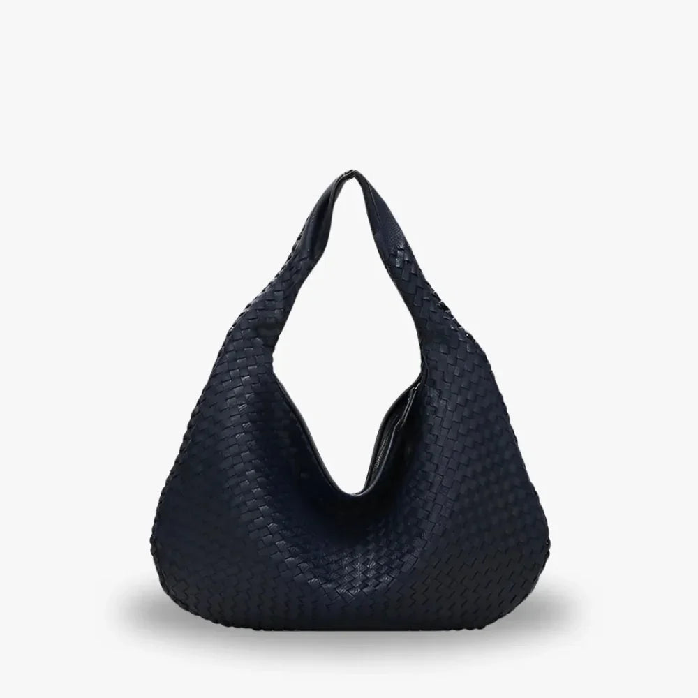 Hobo Bag Woven Faux Leather with Zip and 16-Inch Laptop Fit