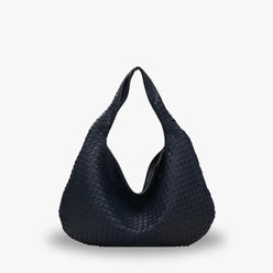 Hobo Bag Woven Faux Leather with Zip and 16-Inch Laptop Fit