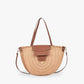 Tote Bag Straw with Faux Leather Trim and Removable Strap