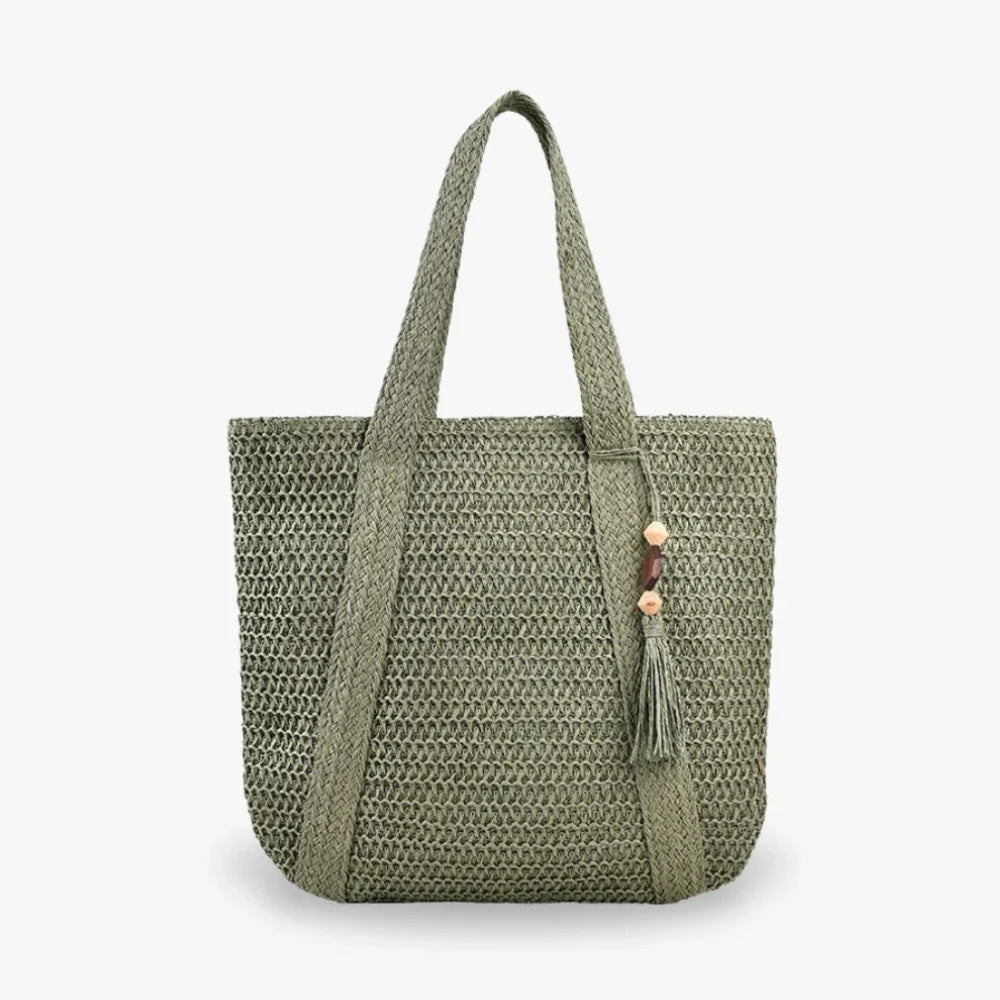 Tote Bag Straw with Zip Closure and Two Large Handles