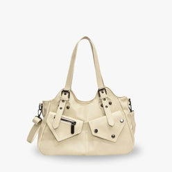 Shoulder Bag Faux Leather with Top Handles, Front Pockets and Strap
