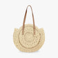 Tote Bag Straw with Faux Leather Finishes and Zip Closure