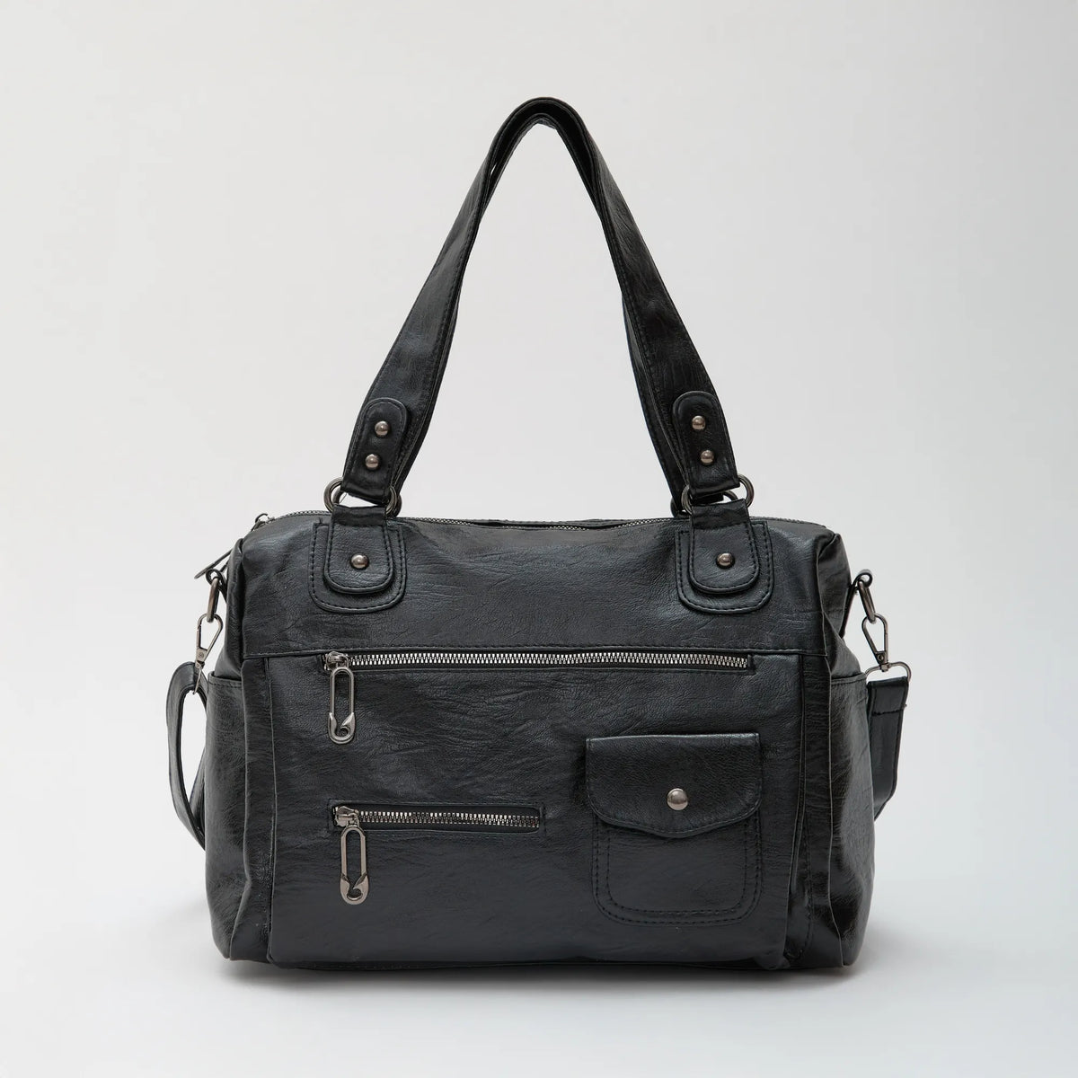 Crossbody Bag Faux Leather with Two Lined Compartments and Handles
