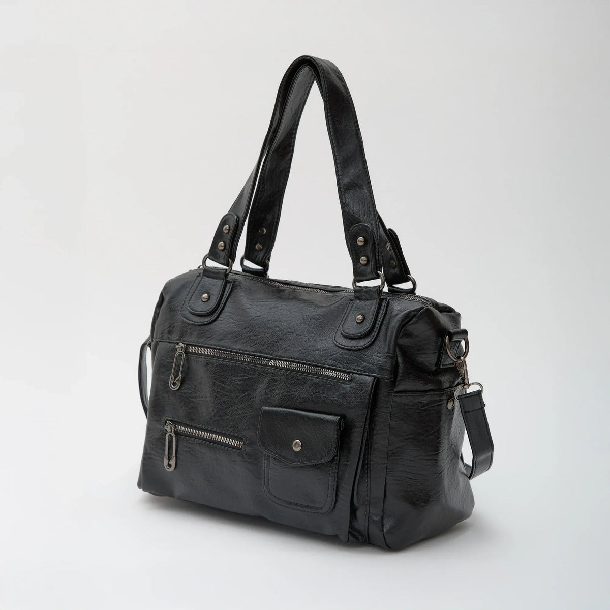 Crossbody Bag Faux Leather with Two Lined Compartments and Handles
