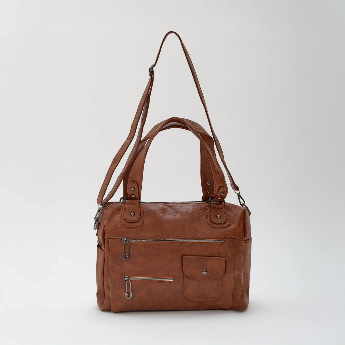Crossbody Bag Faux Leather with Two Lined Compartments and Handles