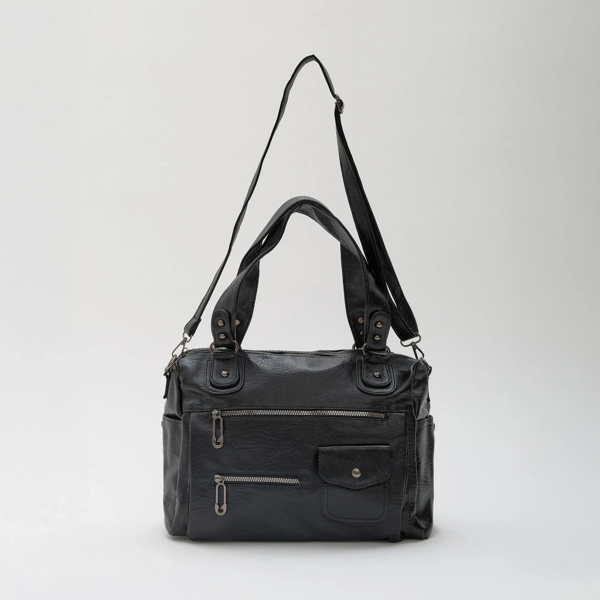 Crossbody Bag Faux Leather with Two Lined Compartments and Handles