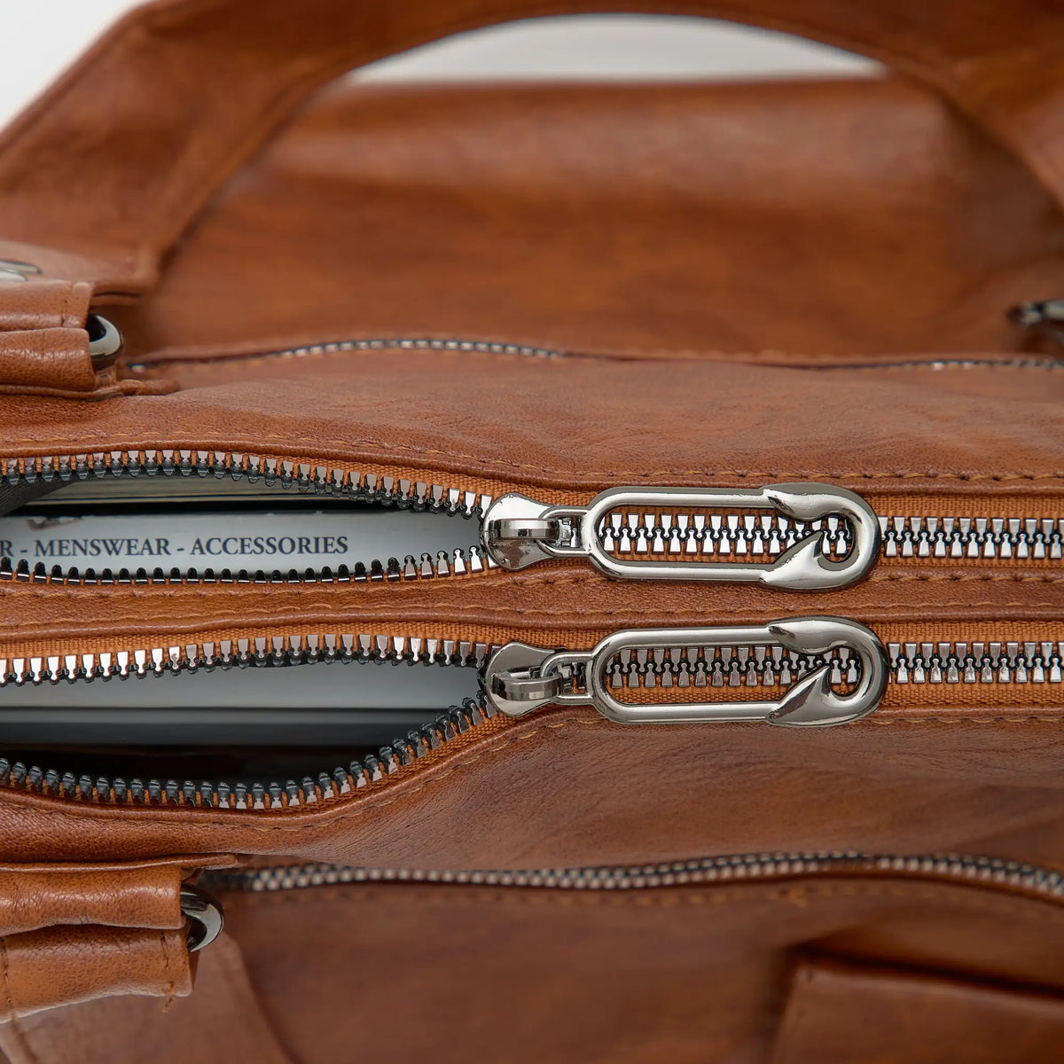Crossbody Bag Faux Leather with Two Lined Compartments and Handles