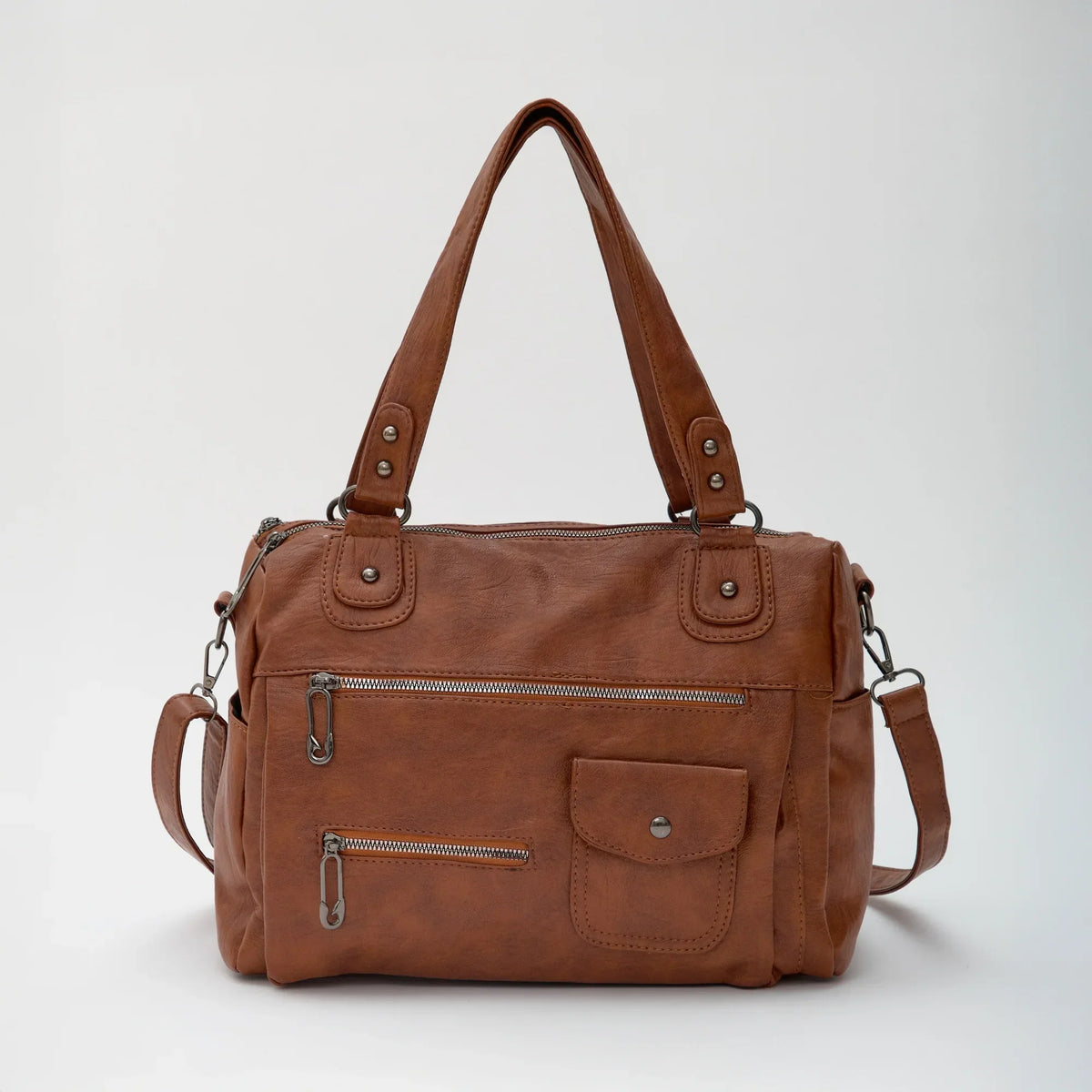 Crossbody Bag Faux Leather with Two Lined Compartments and Handles