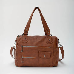 Crossbody Bag Faux Leather with Two Lined Compartments and Handles