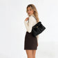 Shoulder Bag Genuine Leather with Turn-Lock Flap and Top Handle