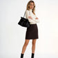Shoulder Bag Genuine Leather with Turn-Lock Flap and Top Handle