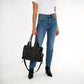 Crossbody Bag Grained Faux Leather with Top Handles and Zip Pockets
