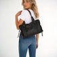 Crossbody Bag Grained Faux Leather with Top Handles and Zip Pockets