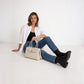 Top Handle Bag Grained Leather with Removable Crossbody Strap