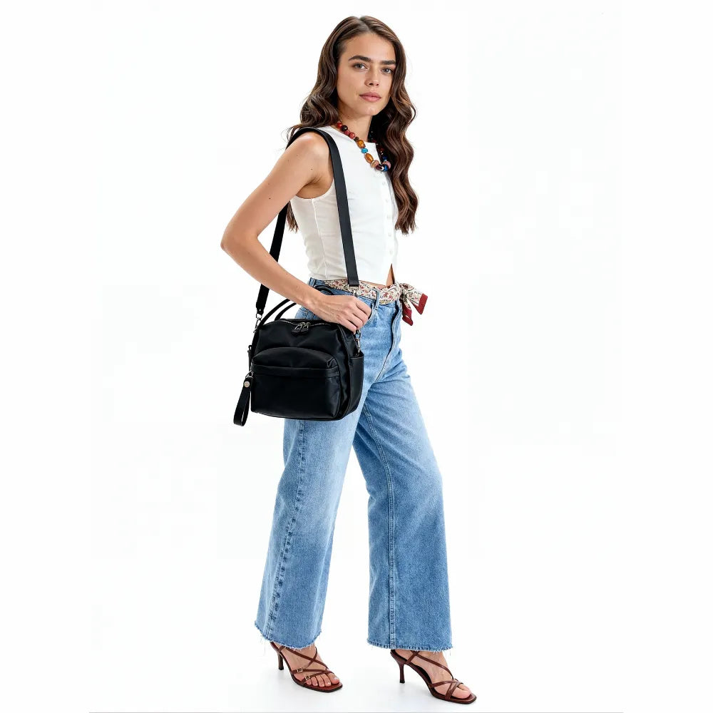 Crossbody Bag Water-Repellent Nylon with Double Zip and Pockets