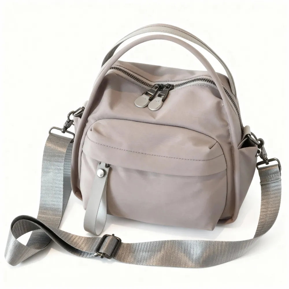 Crossbody Bag Water-Repellent Nylon with Double Zip and Pockets