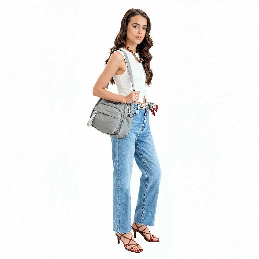 Crossbody Bag Water-Repellent Nylon with Double Zip and Pockets