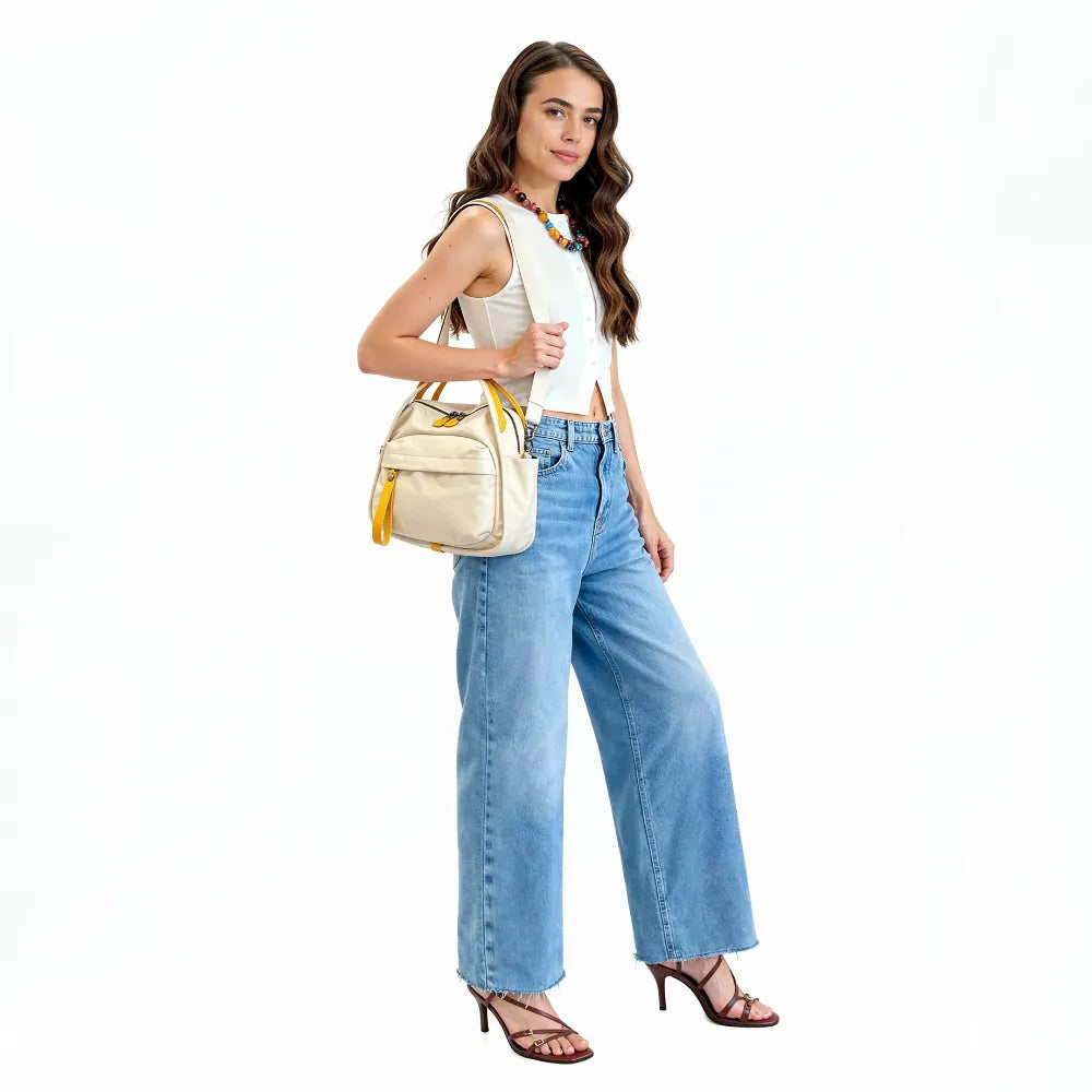 Crossbody Bag Water-Repellent Nylon with Double Zip and Pockets