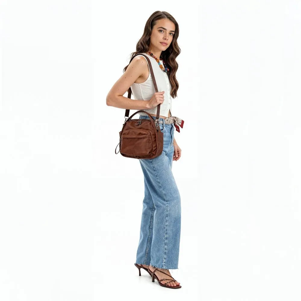 Crossbody Bag Water-Repellent Nylon with Double Zip and Pockets