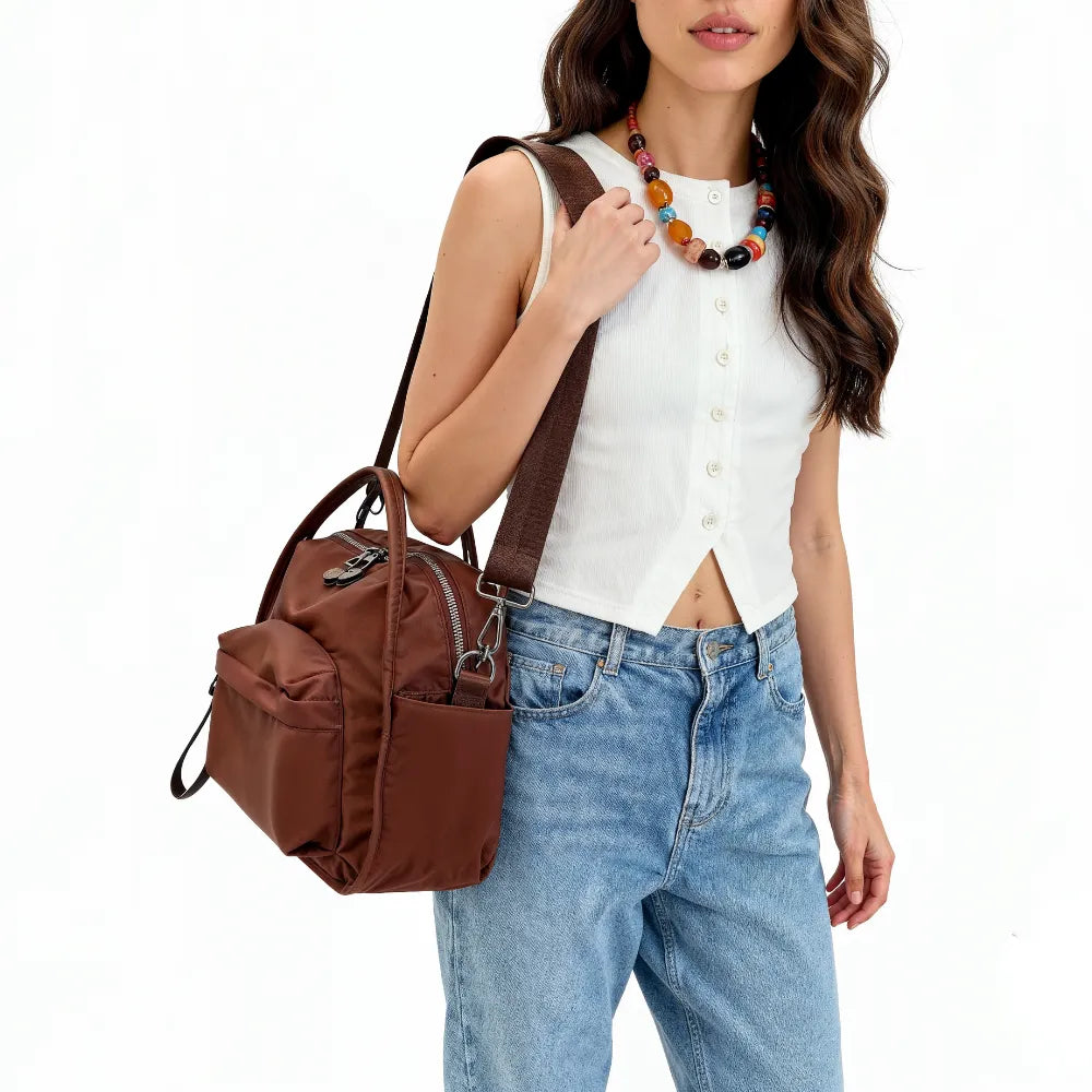 Crossbody Bag Water-Repellent Nylon with Double Zip and Pockets