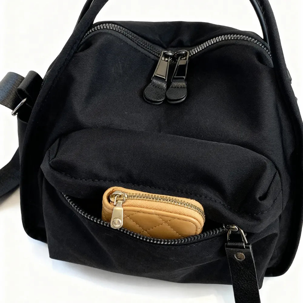 Crossbody Bag Water-Repellent Nylon with Double Zip and Pockets