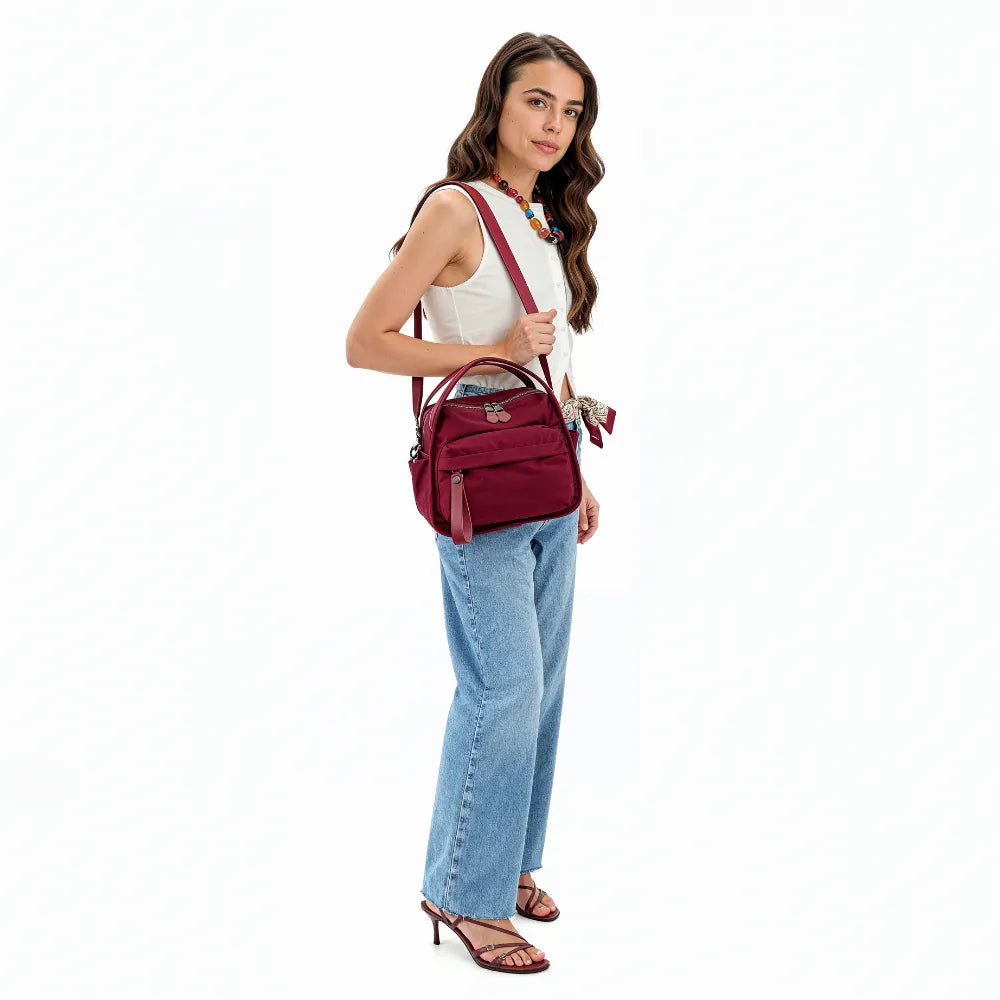 Crossbody Bag Water-Repellent Nylon with Double Zip and Pockets