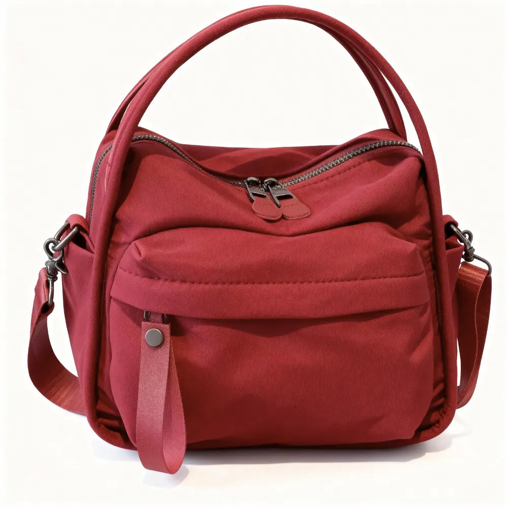 Crossbody Bag Water-Repellent Nylon with Double Zip and Pockets