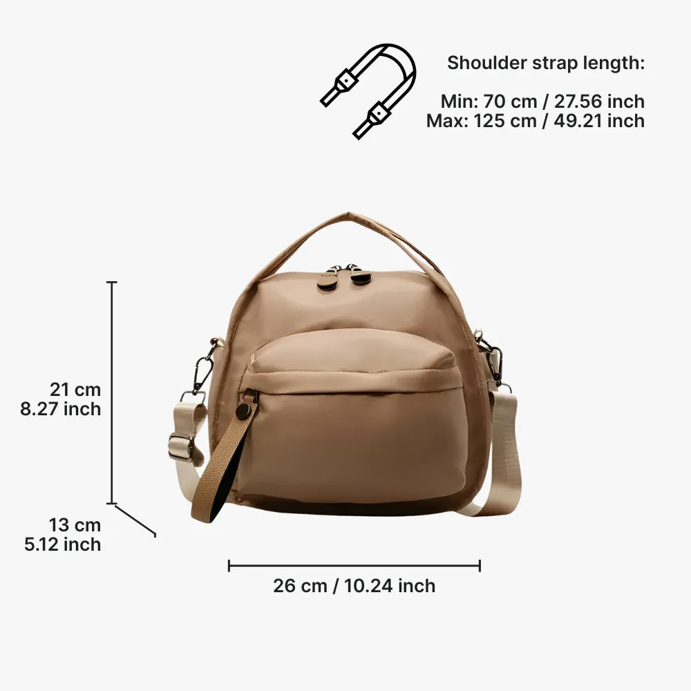 Crossbody Bag Water-Repellent Nylon with Double Zip and Pockets